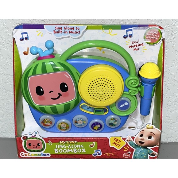 Cocomelon My First Sing Along Boombox With Mic Built In Music Speech Sounds NEW - Picture 1 of 3